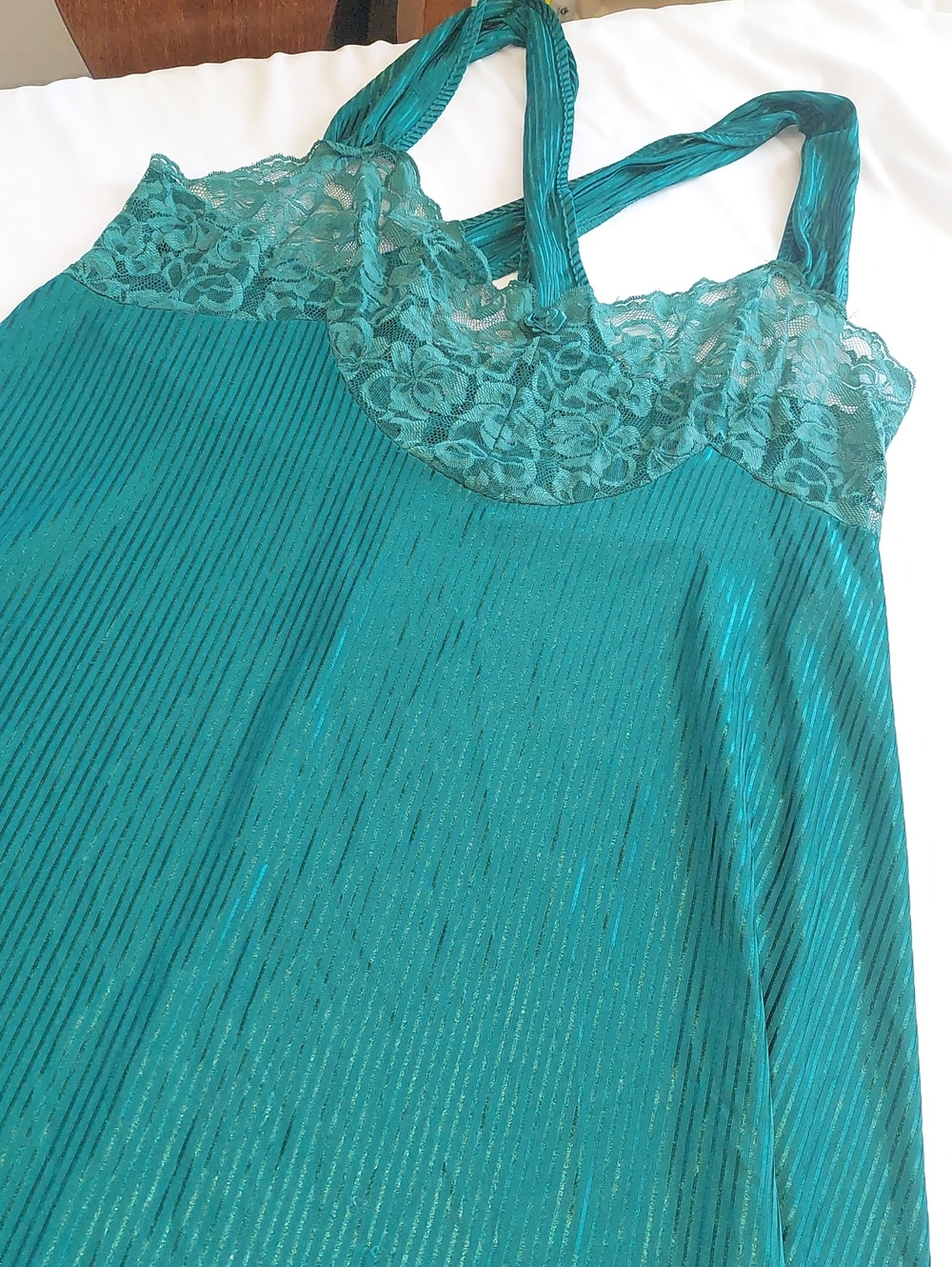 Petra Fashions Forest Green . Lace Trim Slip Dress Maxi.Size 1X